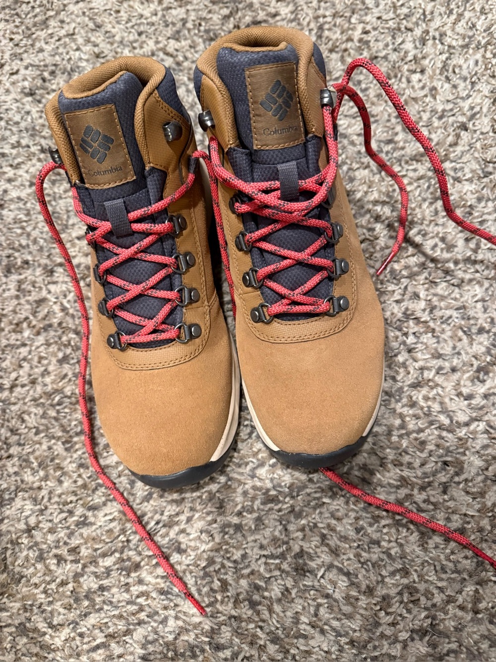 Columbia  Tan Hiking Boots with Red Laces